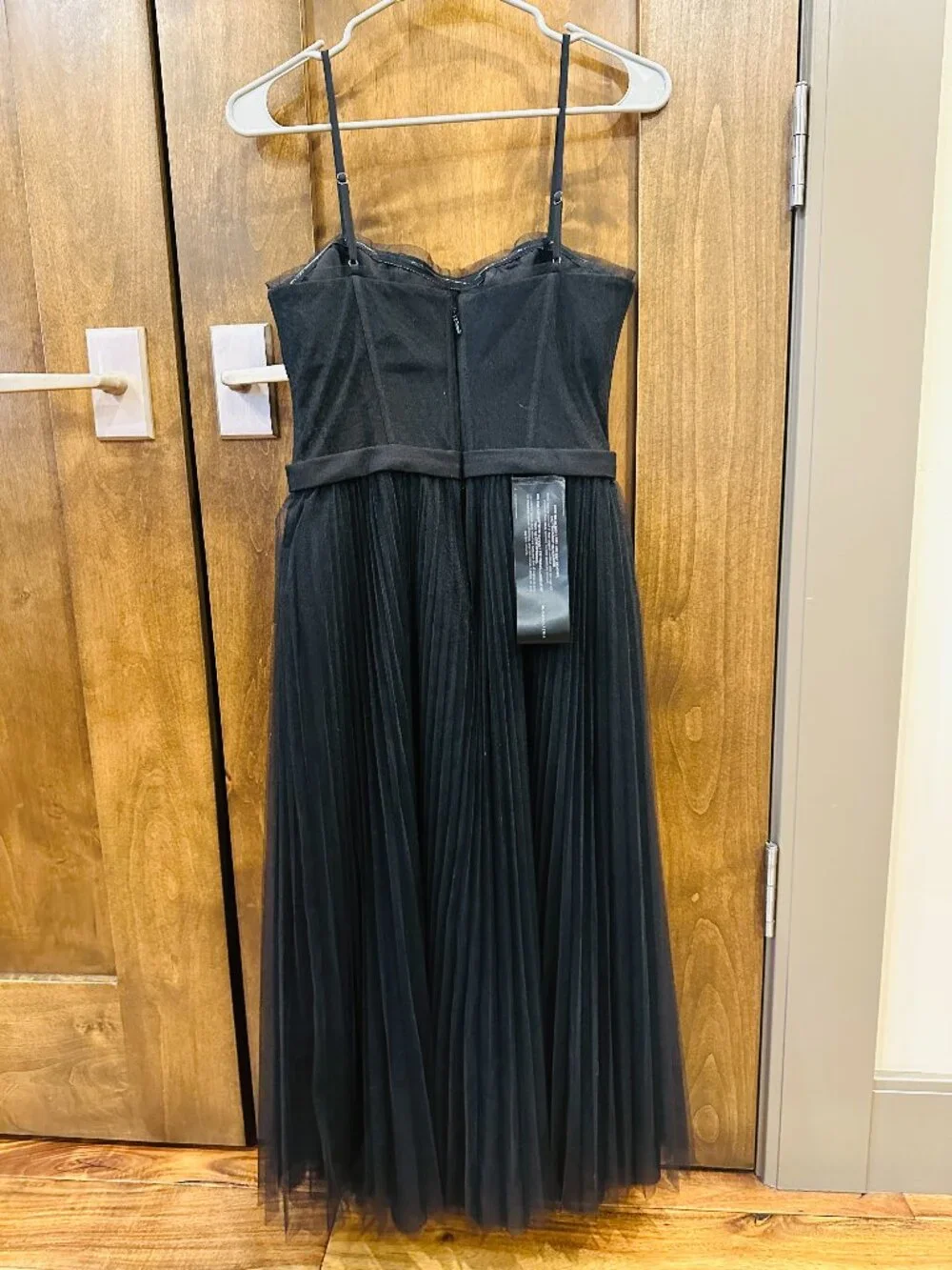 NWT BCBGMAXAZRIA BLACK SHEER CORSET MIDI DRESS MEDIUM - Picture 5 of 10